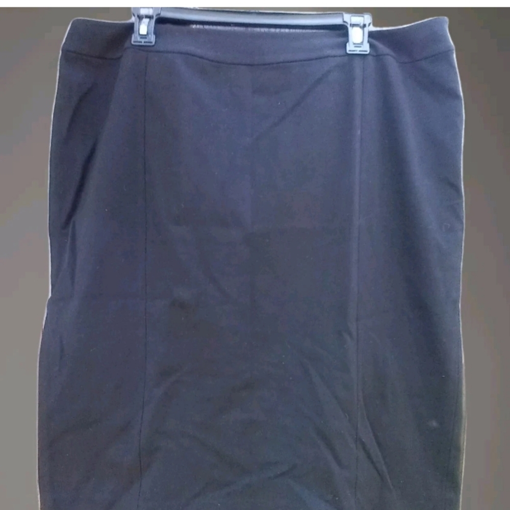 LaFayette 148 New York Straight Career Skirt 18 Black Zip Closure Flat Front New